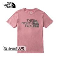 108-北面女款粉色吸濕排汗LOGO圓領短袖T恤
