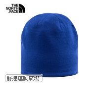 男女款藍色雙面戴保暖針織毛帽