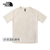 302-北面男款米白色吸濕排汗簡約LOGO短袖T恤