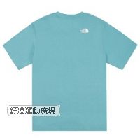 305-北面男款水藍色純棉風景畫品牌標誌印花短袖