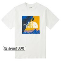 305-北面男款白色登山風景畫拼接印花短袖T恤