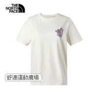 307-女款米白色胸前品牌標誌印花短袖T恤
