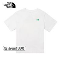 404-女款白色山脈印花LOGO寬鬆短袖T恤